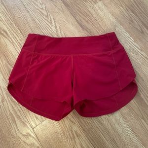 Red Lululemon Speed Up Shorts 2.5’’